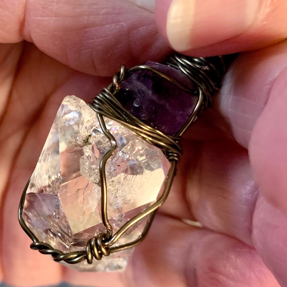 Amethyst, & Herkimer Diamond Pendant - Picture 10 of 13